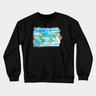 Aruba_Bonaire_Curacao_Illustrated_Travel_Map_with_RoadsXS Crewneck Sweatshirt